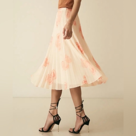 Reiss Aya Peaches and Cream Pleated Skirt